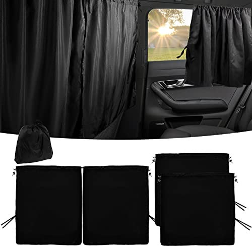 Car Divider Privacy Curtains Car Seat Partition Curtain Sun Shade Side Window Covers Universal Van Cabin Privacy Curtains Sunshade Curtain for Privacy Car Camping(2pcs+partition curtain)
