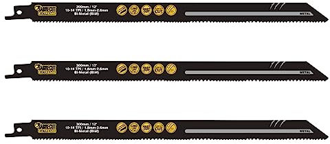 3 x SabreCut SCRS1222VF 300mm 10-14 TPI S1222VF Hojas de sierra de sable de corte rápido de metal
