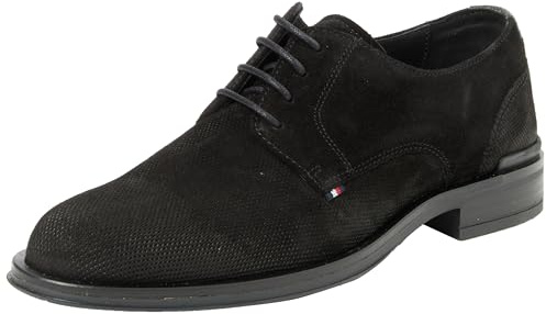 Tommy Hilfiger Chaussures Derby Homme en Daim, Noir (Black), 40