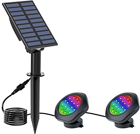 CORESLUX Solar Teichbeleuchtung RGB mit Farbwechsel, 2 Stück IP68 Wasserdichte Tauchstrahler für Gartenteich, Solar Unterwasserbeleuchtung mit RGB Teichlicht als Gartenbeleuchtung und Teichleuchten