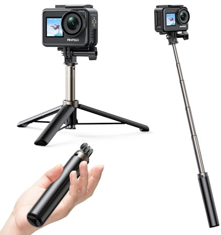 AKASO Treppiede selfie stick 60 cm con palo telescopico per Action Cam, supporto treppiede per fotocamera d'azione, compatibile con AKASO, Go Pro 12 11 10 9 8