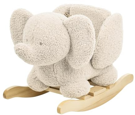 Nattou Schaukeltier aus weichem Teddy-Stoff, Schaukeltier Elefant, Inkl. Sicherheitsgurt, Fröhliches Hin- und Herschaukeln, Ca. 60 cm, Lapidou, Polyester/Holz, Ecru