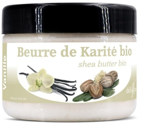 déliktess® - Beurre de Karité bio - parfum au choix - 250 g - fabriqué en france - Hydratation et protection (Vanille)