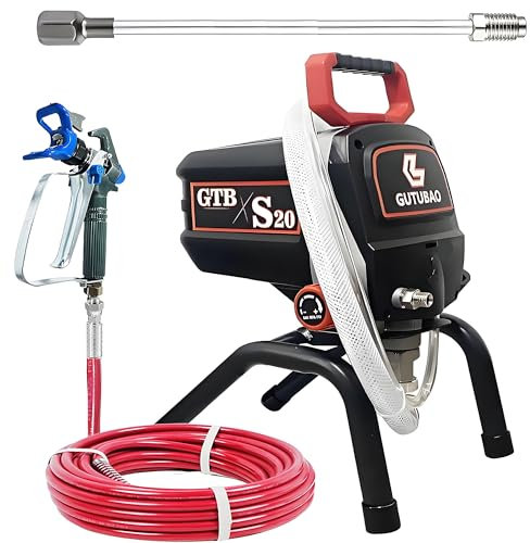 GUTUBAO Pulverizador de pintura sin aire S20, máquina de pintura de 0.52 GPM para pintura interior y exterior de la casa, equipo de pulverización eléctrico de 3300 PSI para proyectos de pintura de