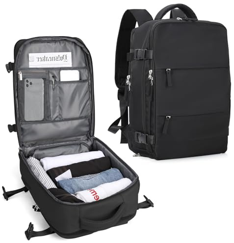 SZLX Zaino Ryanair 40x30x20 Sottovuoto Zaino da Viaggio Ryanair Wizzair Donna da escursionismo impermeabile Zaino Casual Laptop da 14 Pollici con porta Scomparto per Scarpe,Nero,40x30x20cm
