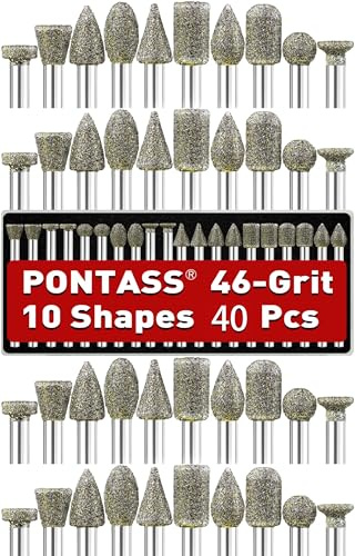 40 Pezzi Frese Diamantate Set per Dremel, Punte Diamantate per Pietra, Set di Frese Diamantate con Gambo da 3mm per Utensili Rotanti per Pietra e Vetro Ceramica, Lucidatura, Foratura, Incisione
