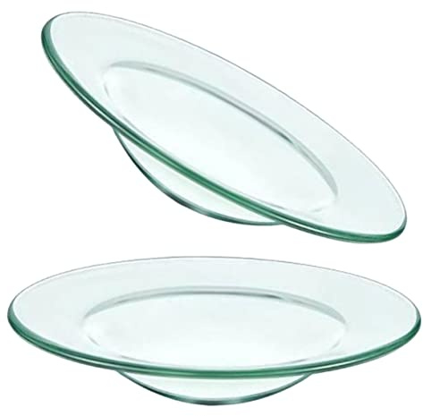 INOOMP Coupelle Bougie en Verre Ronde Plateau Chauffe-Bougie Réutilisable Design Simple et Généreux 2 Pièces Facile à Utiliser pour Aromathérapie à Domicile ou Loisirs Créatifs