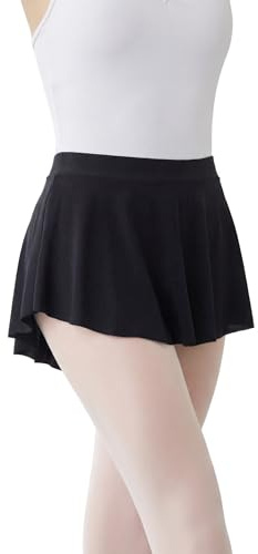Stelle Black Ballet Skirts for Women Pull On Dance Wrap Skirt Elastic Waistband Ballerina Outfit for Adult (Black,S)