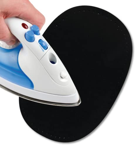 USIT, 2 Piezas Parches de Ante Termoadhesivos, 16x11 cm, Ideal para Reparar Pantalones, Chaquetas y Camisas, Tintes Inalterables, Negro