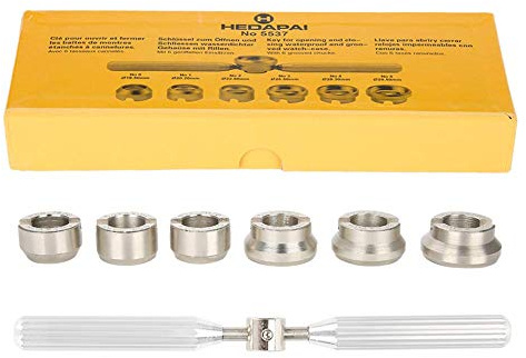 VGBEY Reloj Abierto, Herramienta de reparación de Reloj del abrelatas de la batería del removedor de la Caja del Reloj de Acero con 6 Dados Ideal para Tudor