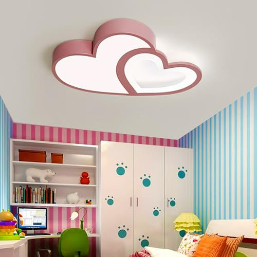 Soffitto Del LED Luce Della Lampada Vivaio Dimmerabili Telecomando Plafoniera Creativa Moderna Romantica Forma Di Design Rosa Lampadario Cuore Luci Decorazione Acrilico Ragazza Ragazzo Camera Letto