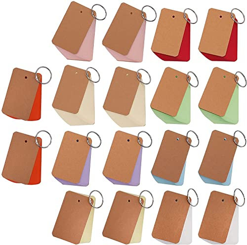 WUWEOT 18 Stück 900 Blatt Karteikarten mit Ring Karteikarten Blanko Vokabel Karteikarten Lernkarte Pocket Kraftpapier Karten Mini Multicolor Karten Notizzettle Memos Vokabel Lernen DIY (je 50 Blatt)