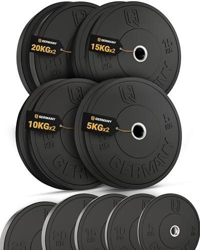 HQ Germany® Bumper Plates 50 mm [All-Black] - Hantelscheiben Set 100 kg