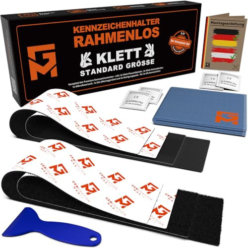 GENMAG® Porta Targa Auto Senza Cornice [Universale & Extra-Forte] Portatarga Auto Posteriore | Portatarga Auto Anteriore | Adesivi Targa Auto Moto| Supporto Targa Auto | Nastro Invisibile a Strappo