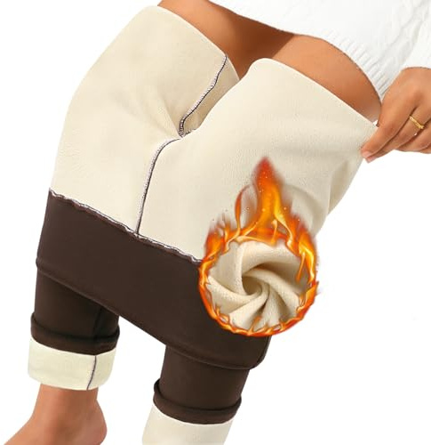 Nadeer fleecefodrade leggings för kvinnor, termiska leggings, vinter, varma tjocka byxor, avslappnad, mjuka stretchiga byxor