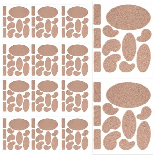 14 Blatt Moleskine Pads, Mehrere Formen Moleskin Klebeband für Blasen Blasenpflaster Ferse Blasenprävention Blasen Pads Anti-Verschleiß Moleskine Patches für Füße Fersen (Nackte Farbe)