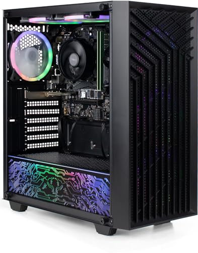 XUM Spartan Prebuilt Gaming PC: AMD Ryzen 5 5600G, Radeon Vega 7 Integrated Graphics, 16GB DDR4 RAM, 256GB NVMe SSD, 1TB HDD, 500W PSU, aRGB, WiFi 5, Windows 11 Home, Entry Level, Black Case