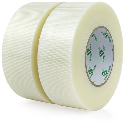 BOMEI PACK 2 Packs Clear Duct Tape Reinforced Cloth Gaffer Tape 50mm x 30Y Waterproofs for Pipelines ducts Repairing,Heavy duty Moving Boxes Sealing Bundling Strapping,DIY craft labeling