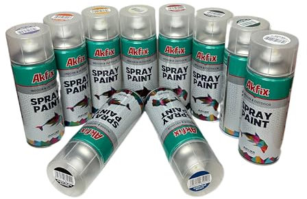 WLX Sprayfarben-Set 10 Farben je 400 ml. Schnelltrocknende Sprühfarben für Holz, Stein, Wand, Metall, Glas. Ideal für Reparaturen, Graffiti usw. Glänzend, Spraydose, Hochglanz, RAL-Sprühlack