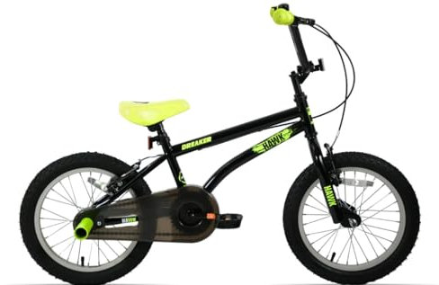Hawk Breaker 16 Wheel Boys Kids BMX Bike Stunt Pegs Black Green Age 5+