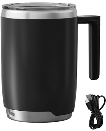 DONGKER Tazza Automescolante, Tazze Miscelazione Automatico Magnetica in Acciaio Inossidabile con Temperatura Costante di 45°, Bicchieri Autoagitante per Caffè, Latte, Tè, Cioccolata Calda