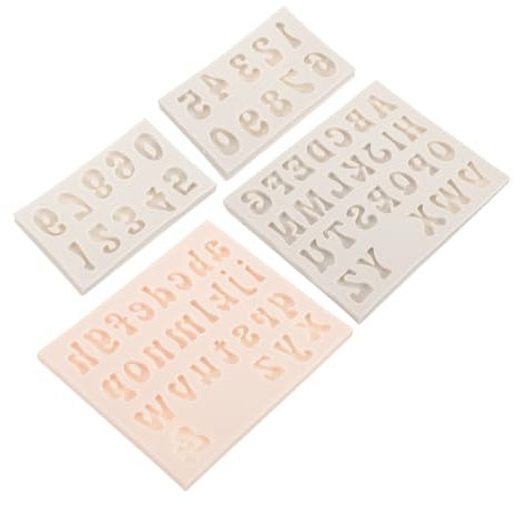 Alipis 4pcs Letter Molds for Chocolate Baking Tools Silicone Chocolate Letters Numbers Mold Decorative Cake Molds DIY Molds Grey