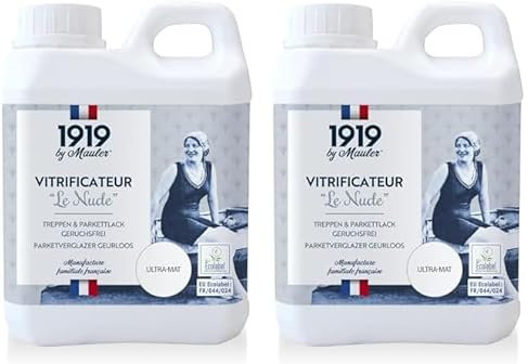 1919 by MAULER - Vitrificateur « Le Nude » - Mat invisible - 1L : La protection ULTIME qui résiste à l’épreuve du temps pour parquet, escalier, meuble et boiserie - Qualité professionnelle (Lot de 2)