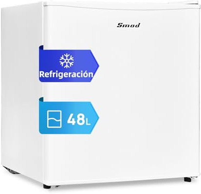 Smad 46L Mini Frigorífico, Nevera Pequeña Silenciosa, Mini Nevera para Dormitorio, Cocina, Oficina，La Cubierta Superior Es Resistente Al Calor y Soporta Cargas, 0-10°C con 6 Ajustes Regulables