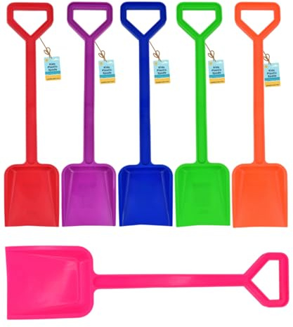 Electoys Plastic Shovel 45cm Kids Spade | Beach Spades Sand Pit Accessories | Garden Digging Shovel for Children | Soil Scoop Sand Seaside Sandpit Toys for Kids | Assorted Colour | 6 Pack
