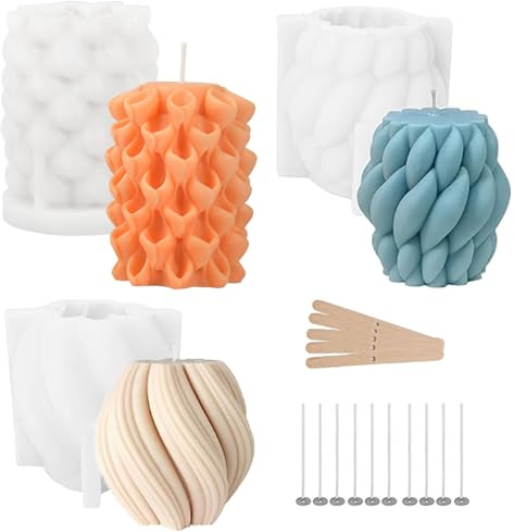 Ljusgjutform, 3 stycken gör-det-själv silikonformar ljusform, ljusformar för gjutning, 3D silikonljusformssats, ljusform, silikon, rund, gör-det-själv ljusform, silikonform, för hemdekorationer