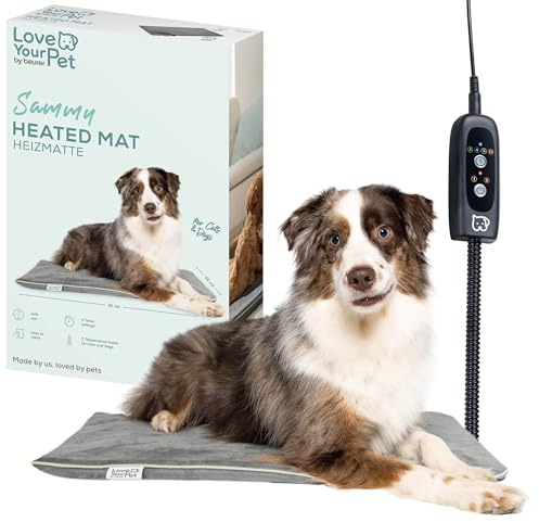 Beurer Love Your Pet Värmematta L ”Sammy” för hundar och katter, elektrisk värmematta med timer, stort hundtäcke, XXL värmematta tvättbar i 30 °C, reptålig och vattentät, 65 x 50 cm | Elektrisk uppvärmd värmematta med timer, stor hundfilt, XXL värmekudde tvättbar vid 30°C, reptålig och vattentät