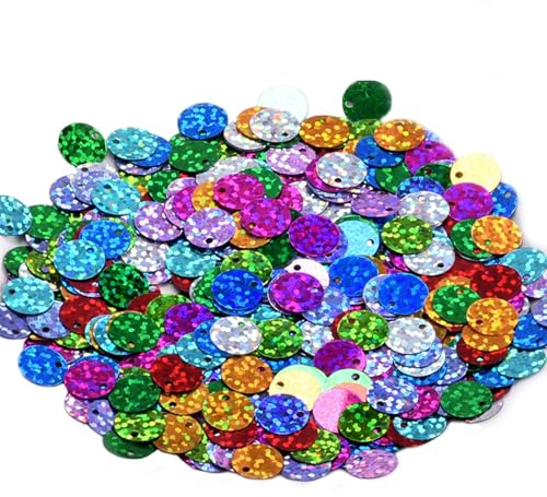 50g Shiny Round Confetti 30mm Bulk Loose Sequins Round PVC Sequins with Hole Holographic Spangles Paillettes Applique for Making Sequin Bag Clothe Shoes Hat Craft Sewing Decoration (B 10mm 1500Pcs)