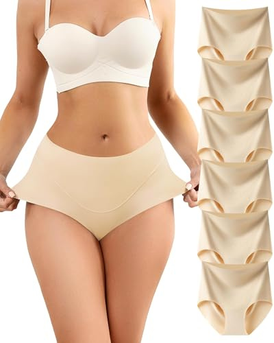 Levao Culotte Femme sans Couture Taille Haute Slips Invisibles sous-vêtements Doux Hipster Elasticité Confortables Panties Bikini Lot de 6 S-XXL
