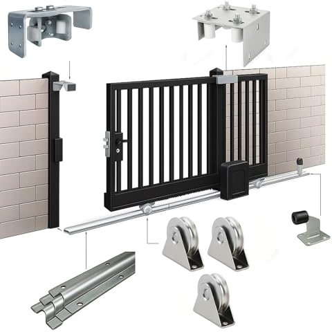 Sliding Gate Hardware Kit with External Wheels-Upto 4.5m Gate Wheels/Guide/Stops/Tracks
