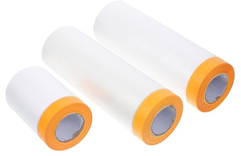 Angoily 3 Rollos Película Enmascarar de Papel Protector Metros para Pintura Automotriz y Muebles Protección Eficaz para Superficies y Objetos Durante Trabajos de Pintura