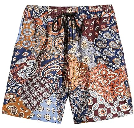Generisch Bañador para hombre, de secado rápido, con red interior, deportivo, corto, con cremallera, pantalones de playa, bañadores, vacaciones, diseño retro, A1