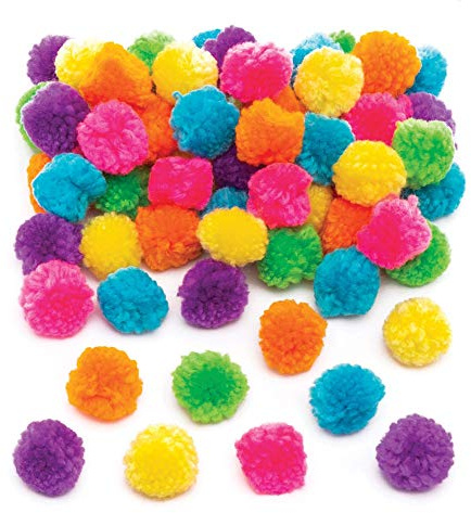 Baker Ross- Pompones de lana fluorescentes (Pack de 200) Pack ahorro de colores brillantes -Perfecto para Proyectos de manualidades infantiles, creación de álbumes de recortes, personalización