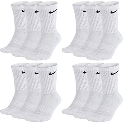 Nike Socken Herren Damen Lang Weiß Grau Schwarz Tennissocken 12 Paar Sportsocken Sparset Größe 34 36 38 40 42 44 46 48 50, Größe:42-46, Farbcode + Farbe:A40 12 Paar weiss
