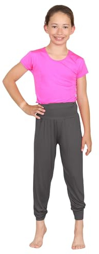 Janisramone Flickor Barn Plaine Hareem Baggy Alibaba Leggings Byxor Stretchy Harem Byxor, Träkol, 13-14 �r