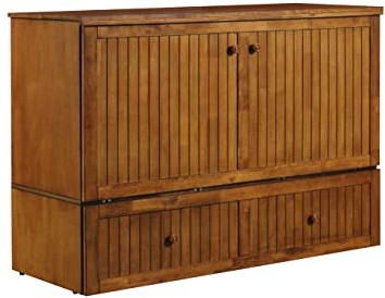Mega Solutions Murphybedz Tuscany Murphy Cabinet Chest Bed with Charging Station 6 Inch (Blonde Oak, Queen)