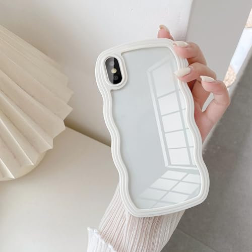 UEEBAI Hülle für iPhone X/XS, Niedliche lockige Wellen Rahmenform Silikon Stoßfeste Handyhülle, Crystal Clear Case mit Anti-Kratzen Schutzhülle TPU Bumper Case Cover - Weiß