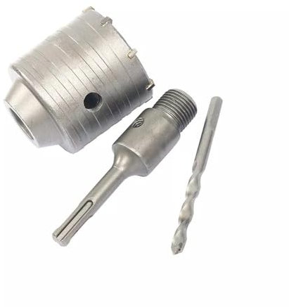 Sega Fresa a Tazza Carotatrice Muro Cemento Ø 80mm con Adattatore SDS PLUS 110 mm e Punta Centraggio 8 mm x 110 mm per Cemento, Mattoni, Pietra, Muro, Martello Antiurto, Trapano a Tazza