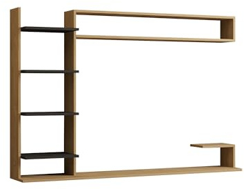 Hanah Home Unidad de TV escandinava, Zafiro y Antracita, 180 cm, 100% melamina, Tablero de partículas Recubierto de melamina, 18 mm de Grosor, diseño de Pared de montaña, Elegante y Funcional