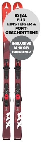ATOMIC MX REDSTER - Rot-weiße Atomic Skier 156cm - Leichtes Herren & Damen Ski Equipment - Ski für Einsteiger & Fortgeschrittene - Damen & Herren Skier mit Bindung (voreingestellte M 10 GW Bindung)