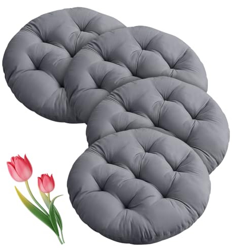 Umllpet Sitzkissen Rund 40cm, 4 Stück Bodenkissen Rund Sitzpolster Stuhlauflage Sitzpolster Stuhlkissen Polster Auflage für Wohnzimmer, Esszimmerstuhl Stuhl für Indoor Outdoor (Dunkelgrau)