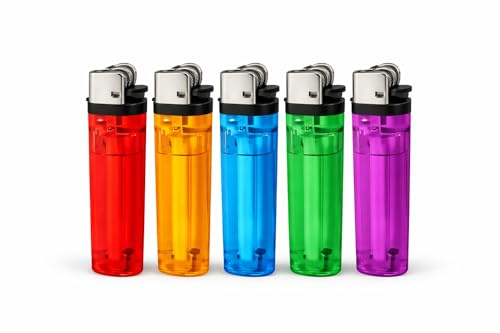 Copper Top Disposable Lighters Multi Colour Pack of 5/10 / 50 | Flint Spark Cigarette Lighter | Pocket Size Gas Lighters for Home Kitchen BBQ Camping Candles (5)