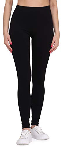 Bellivalini Leggings Damen aus Viskose Ganzjährig Bequeme Bekleidung Damen für tägliches Tragen oder Sport BLV50-147 (Schwarz, XL)