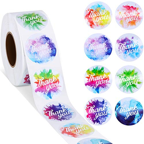 1000 Pcs Thank You Roll Stickers 1.5'' Adhesive Business Stickers 8 Designs