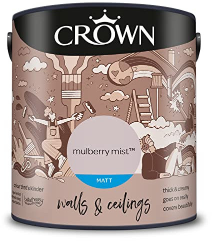 CROWN 2.5L Breatheasy MATT Emulsion Paint for Walls & Ceilings - MULBERRY MIST