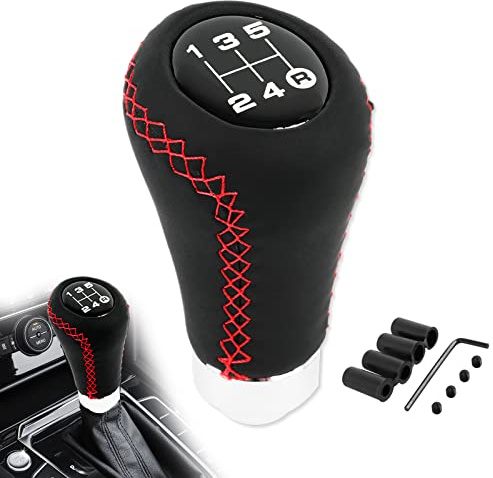 DREAMIZER Universal Pomo de la Palanca de Cambios del Coche, 5 Velocidad Manual Automotriz Pomo Palanca de Cambio con 4 Adaptadores 8mm 10mm 11mm 12mm